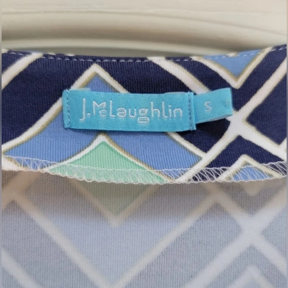 J. McLaughlin Catalina Cloth Tunic Top Women's Small Blue Green Split Neck Shirt - Picture 5 of 8